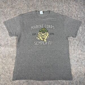 Marine Corps T-Shirt Mens L Gray Semper Fi Bulldog Graphic Delta Pro 1775 VTG
